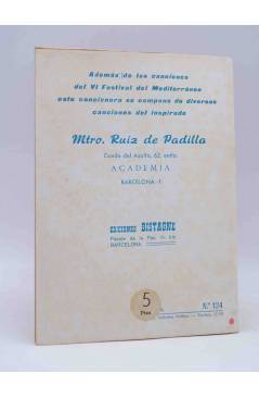 Contracubierta de CANCIONERO 124. ARMANDO REY. Bistagne 1964