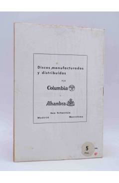 Contracubierta de CANCIONERO CRIOLLO. SELECCIÓN DE ÉXITOS. Bistagne Circa 1950