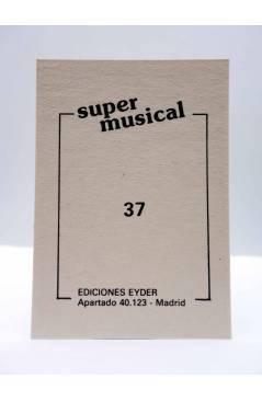 Contracubierta de CROMO SUPER MUSICAL 37. ASIA. Eyder Circa 1980