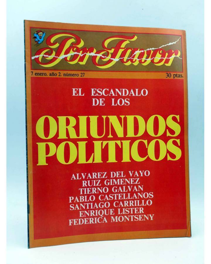 Cubierta de REVISTA POR FAVOR 27. EL ESCÁNDALO DE LOS ORIUNDOS POLÍTICOS - 7 ENERO (Vvaa) Punch 1975