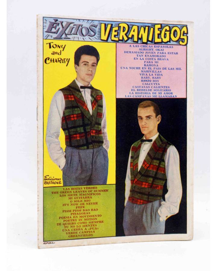 Cubierta de CANCIONERO. ÉXITOS VERANIEGOS: TONY AND CHARLEY. Bistagne 1961