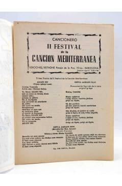 Muestra 1 de CANCIONERO. 2ª SEGUNDO FESTIVAL DE LA CANCIÓN MEDITERRÁNEA. Bistagne 1960