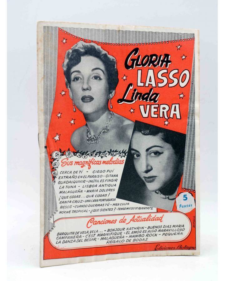 Cubierta de CANCIONERO. GLORIA LASSO Y LINDA VERA. CANCIONES DE ACTUALIDAD. Bistagne Circa 1950