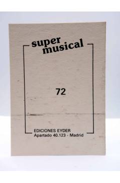 Contracubierta de CROMO SUPER MUSICAL 72. ROCK GODDES. Eyder Circa 1980
