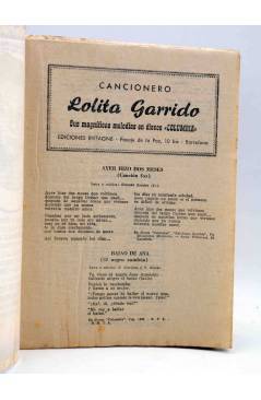 Contracubierta de CANCIONERO. LOLITA GARRIDO. MELODÍAS EN DISCOS COLUMBIA. Bistagne Circa 1950
