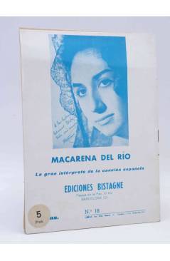 Contracubierta de CANCIONERO 18. MACARENA DEL RÍO. FERIA DE CANTARES. Bistagne 1962