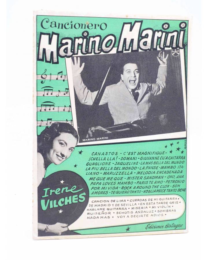 Cubierta de CANCIONERO. MARINO MARINI. IRENE VILCHES. Bistagne Circa 1950