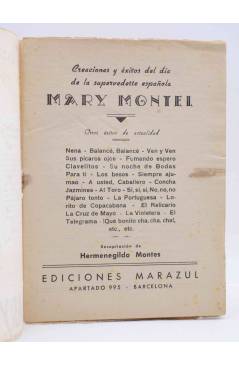 Muestra 1 de CANCIONERO. MARY MONTIEL. EL ÚLTIMO CUPLÉ. Marazul Circa 1950