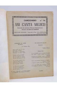 Muestra 1 de CANCIONERO 76. MÉJICO CANTA. SELECCION DE CANCIONES. Bistagne 1963