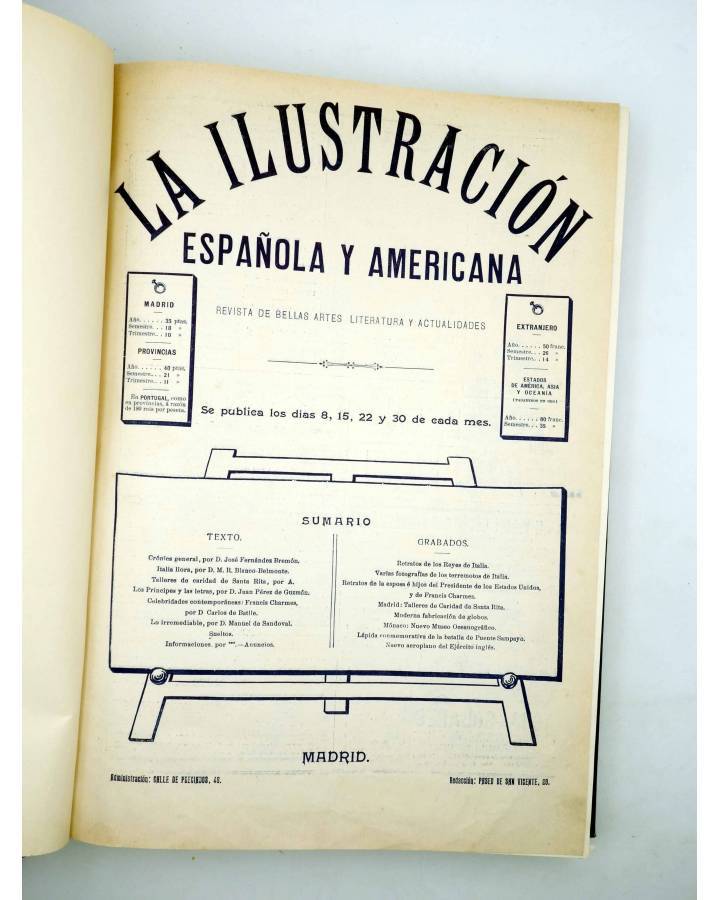 Cubierta de REVISTA LA ILUSTRACIÓN ESPAÑOLA Y AMERICANA. TOMO AÑO 1909. INCOMPLETO (Vvaa) Madrid 1909