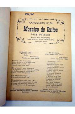Muestra 1 de CANCIONERO 56. MOSAICO DE ÉXITOS. TONY PRESLER. Bistagne 1963