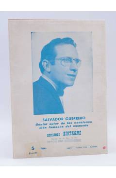 Contracubierta de CANCIONERO. LA PAQUERA DE JEREZ. CANCIONES DE SALVADOR GUERRERO. Bistagne 1961