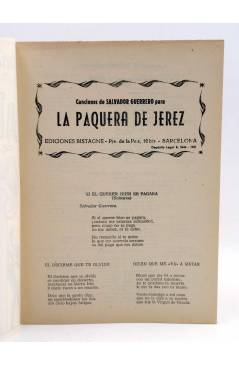 Muestra 1 de CANCIONERO. LA PAQUERA DE JEREZ. CANCIONES DE SALVADOR GUERRERO. Bistagne 1961