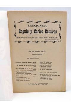 Contracubierta de CANCIONERO. RÉGULO Y CARLOS RAMÍREZ. Bistagne 1958