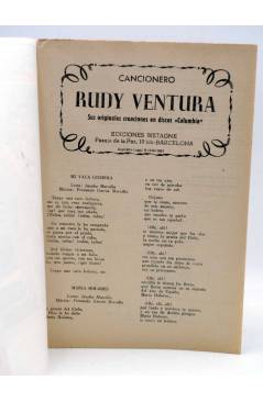 Contracubierta de CANCIONERO. RUDY VENTURA. SUS CREACIONES EN DISCOS COLUMBIA. Bistagne 1961