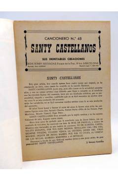 Contracubierta de CANCIONERO 48. SANTY CASTELLANOS. SUS INIMITABLES CREACIONES. Bistagne 1963
