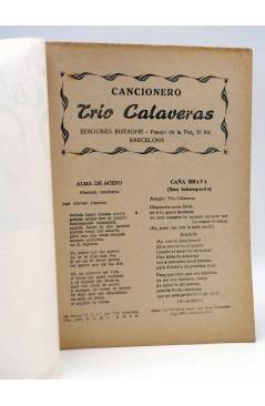 Contracubierta de CANCIONERO. TRÍO CALAVERAS. MODELO 2. Bistagne 1958