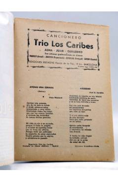 Contracubierta de CANCIONERO. TRÍO LOS CARIBES. ALMA JUAN Y GUILLERMO. Bistagne 1960