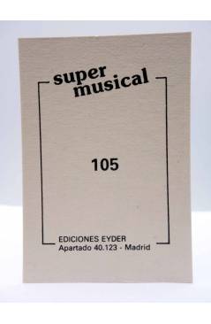 Contracubierta de CROMO SUPER MUSICAL 105. CADILLAC (Cadillac) Eyder Circa 1980