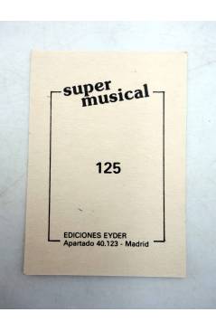 Contracubierta de CROMO SUPER MUSICAL 125. GONZALO (Gonzalo) Eyder Circa 1980