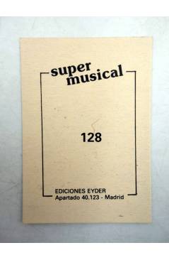 Contracubierta de CROMO SUPER MUSICAL 128. DYANGO (Dyango) Eyder Circa 1980