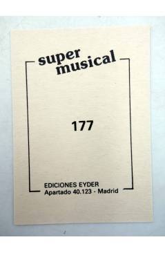 Contracubierta de CROMO SUPER MUSICAL 177. BATERÍA. Eyder Circa 1980