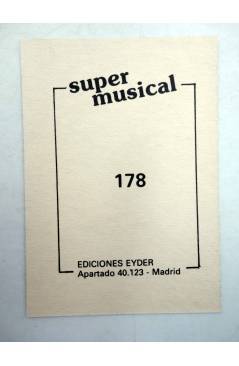 Contracubierta de CROMO SUPER MUSICAL 178. CANTANTE CHICA. Eyder Circa 1980