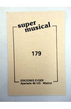 Contracubierta de CROMO SUPER MUSICAL 179. GUITARRA ESPAÑOLA. Eyder Circa 1980