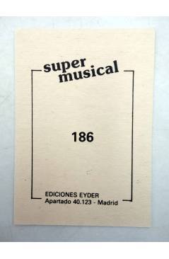 Contracubierta de CROMO SUPER MUSICAL 186. VIOLA A MANO. Eyder Circa 1980