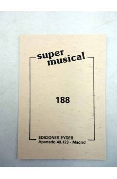 Contracubierta de CROMO SUPER MUSICAL 188. ARCORDEÓN. Eyder Circa 1980