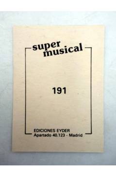 Contracubierta de CROMO SUPER MUSICAL 191. OBOE. Eyder Circa 1980