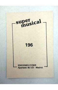 Contracubierta de CROMO SUPER MUSICAL 196. ??. Eyder Circa 1980
