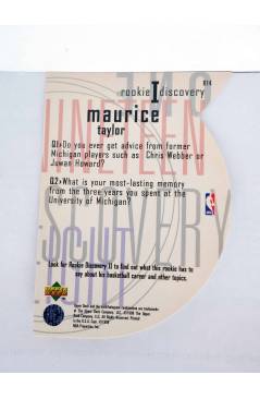Contracubierta de TRADING CARD NBA BASKETBALL ROOKIE I DISCOVERY R14. MAURICE TAYLOR. Upper Deck 1998