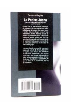 Contracubierta de LA PAPISA JUANA (Emmanuel Royidis) Edhasa 2000