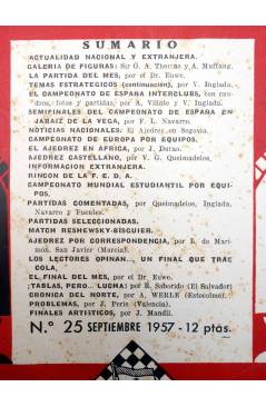 Muestra 1 de REVISTA EL AJEDREZ ESPAÑOL 25. SEPTIEMBRE 1957 (Vvaa) FEDA 1957