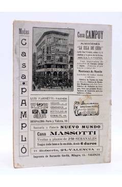 Contracubierta de LA NOVELA CON REGALO AÑO II Nº 14. FRENTE A LA VIDA (Anselmo Gascón De Gotor) Valencia 1917