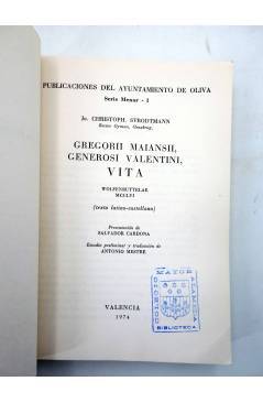 Muestra 1 de GREGORII MAIANSII GENEROSI VALENTINI VITA. TEXTO LATINO-CASTELLANO (Jo. Christoph Strodtmann) Valencia 1974