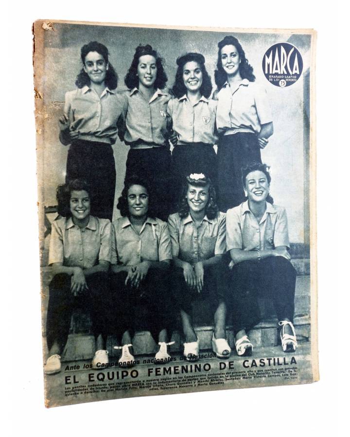 Cubierta de MARCA SEMANARIO GRÁFICO DE LOS DEPORTES Nº 187. 8 de septiembre de 1942. NATACIÓN: EQUIPO FEMENINO DE CASTIL