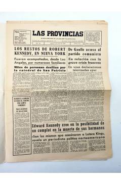 Contracubierta de LAS PROVINCIAS DIARIO DECANO DE LA REGIÓN VALENCIANA. 8-6-1968 TRASLADO RESTOS ROBERT KENNEDY 1968