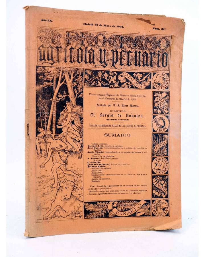 Cubierta de EL PROGRESO AGRICOLA Y PECUARIO AÑO IX Nº 340 (Vvaa) Madrid 1903