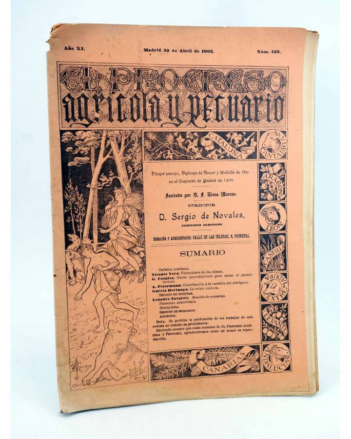 Cubierta de EL PROGRESO AGRICOLA Y PECUARIO AÑO IX Nº 433 (Vvaa) Madrid 1905