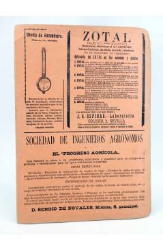Contracubierta de EL PROGRESO AGRICOLA Y PECUARIO AÑO IX Nº 475 (Vvaa) Madrid 1906