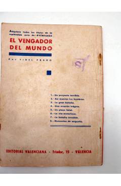 Contracubierta de EL VENGADOR DEL MUNDO 4. UNA EVASIÓN TRÁGICA (Fidel Prado) Valenciana 1943