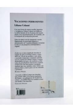 Contracubierta de VACACIONES PERMANENTES (Liliana Colanzi) Tropo 2012