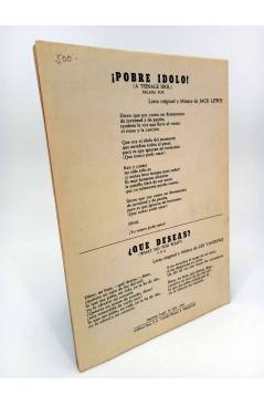 Contracubierta de PARTITURA. POBRE ÍDOLO (JACK LEWIS) QUE DESEAS? (LES VANDYKE). Mills Music Española 1963