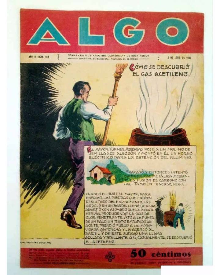 Cubierta de ALGO. SEMANARIO ILUSTRADO ENCICLOPÉDICO Y DE BUEN HUMOR AÑO IV. N.º 153. 2 ABRIL 1932 (Vvaa) Algo 1932