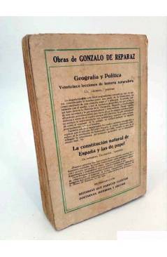 Contracubierta de COLECCIÓN GONZALO DE REPARAZ. GEOGRAFÍA Y POLÍTICA. 25 LECCIONES DE HISTORIA NATURALISTA. Mentora 1931