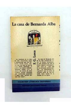Contracubierta de COLECCIÓN LITERARIA UNIVERSAL TEATRO 6. LA CASA DE BERNARDA ALBA (Federico García Lorca) Editores Mexi