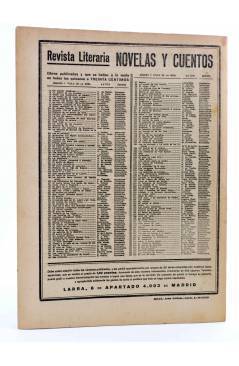 Contracubierta de REVISTA LITERARIA NOVELAS Y CUENTOS 178. EL ARCA DE PLATA (Alejandro Dumas) Dédalo 1932