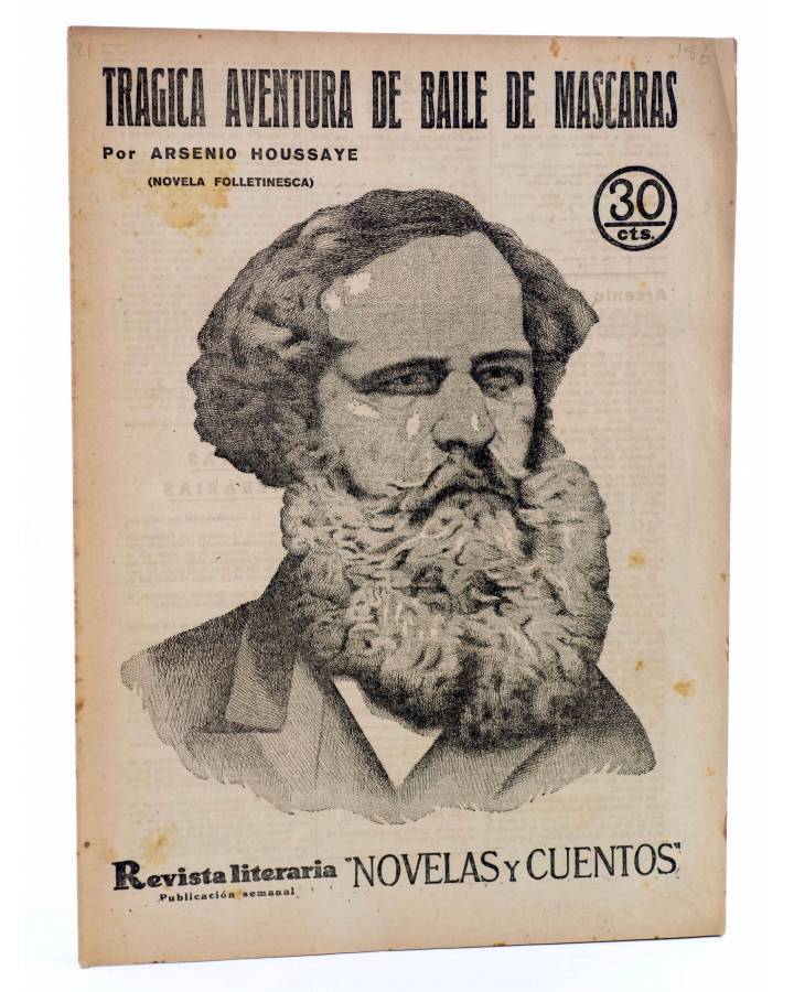 Cubierta de REVISTA LITERARIA NOVELAS Y CUENTOS 186. TRÁGICA AVENTURA DE BAILE DE MÁSCARAS (A Houssaye) Dédalo 1932